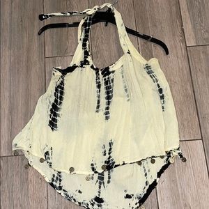 Festive yellow tie-dye halter top Earthbound